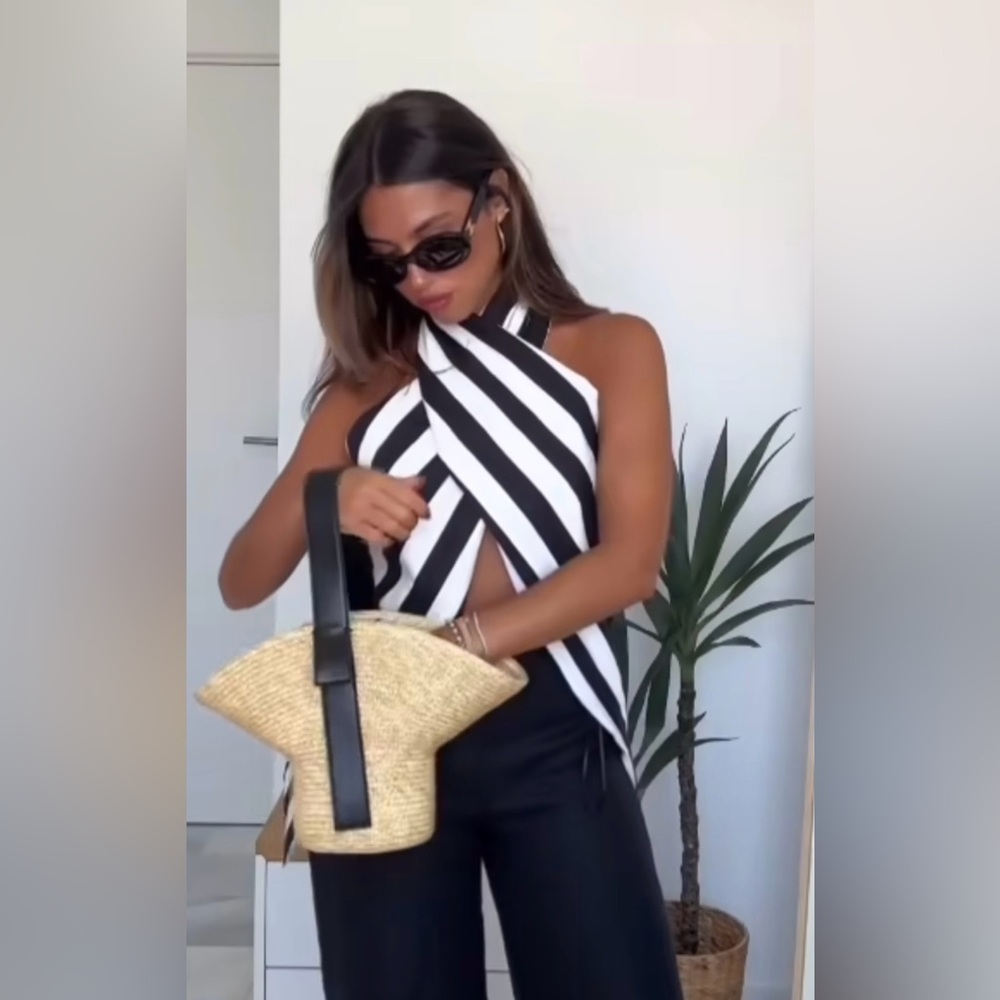 🦋 BLOGGERS FAVORITE 🦋 NWT ZARA RAFFIA BASKET BAG - Picture 2 of 15